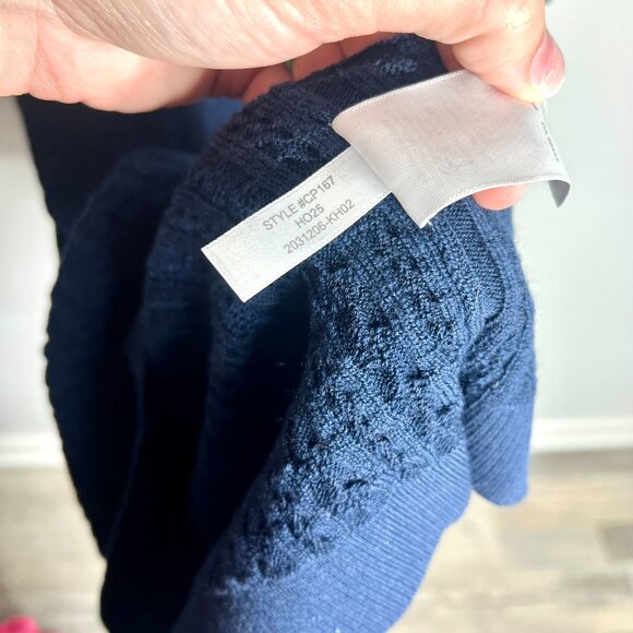 J. Crew Navy Cable-Knit Sweater-Dress 100% Merino Wool Midi Length Sz S NWT - Picture 6 of 7